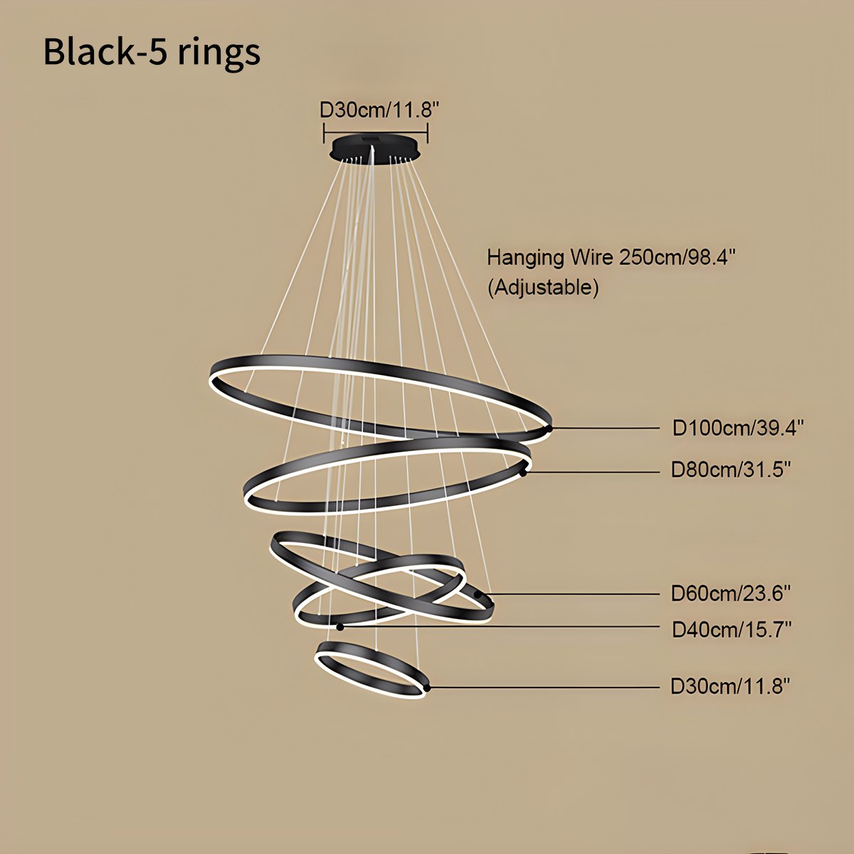 Tiered Ring Chandelier for High Ceilings