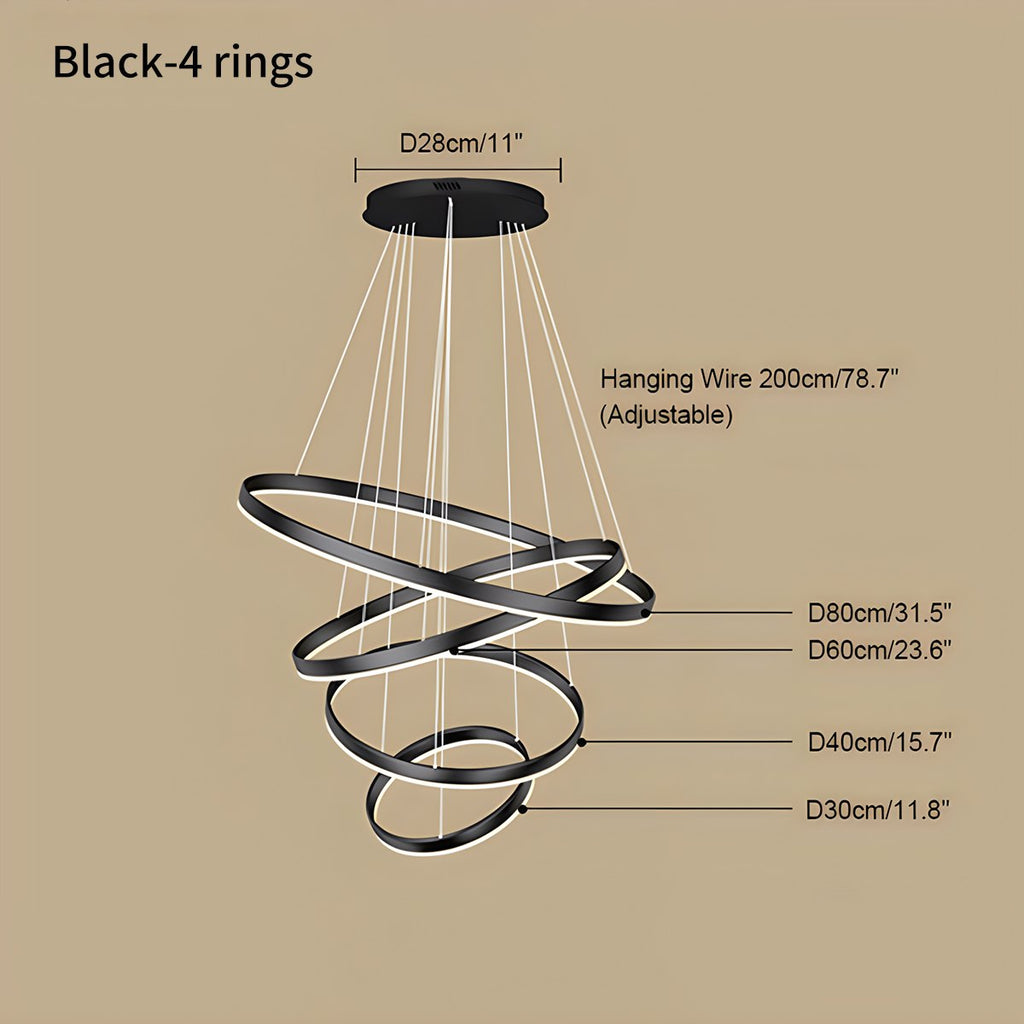 Grand Tiered Circle Chandelier - Modern Luxury Multi-Layer Ring Light for High Ceilings