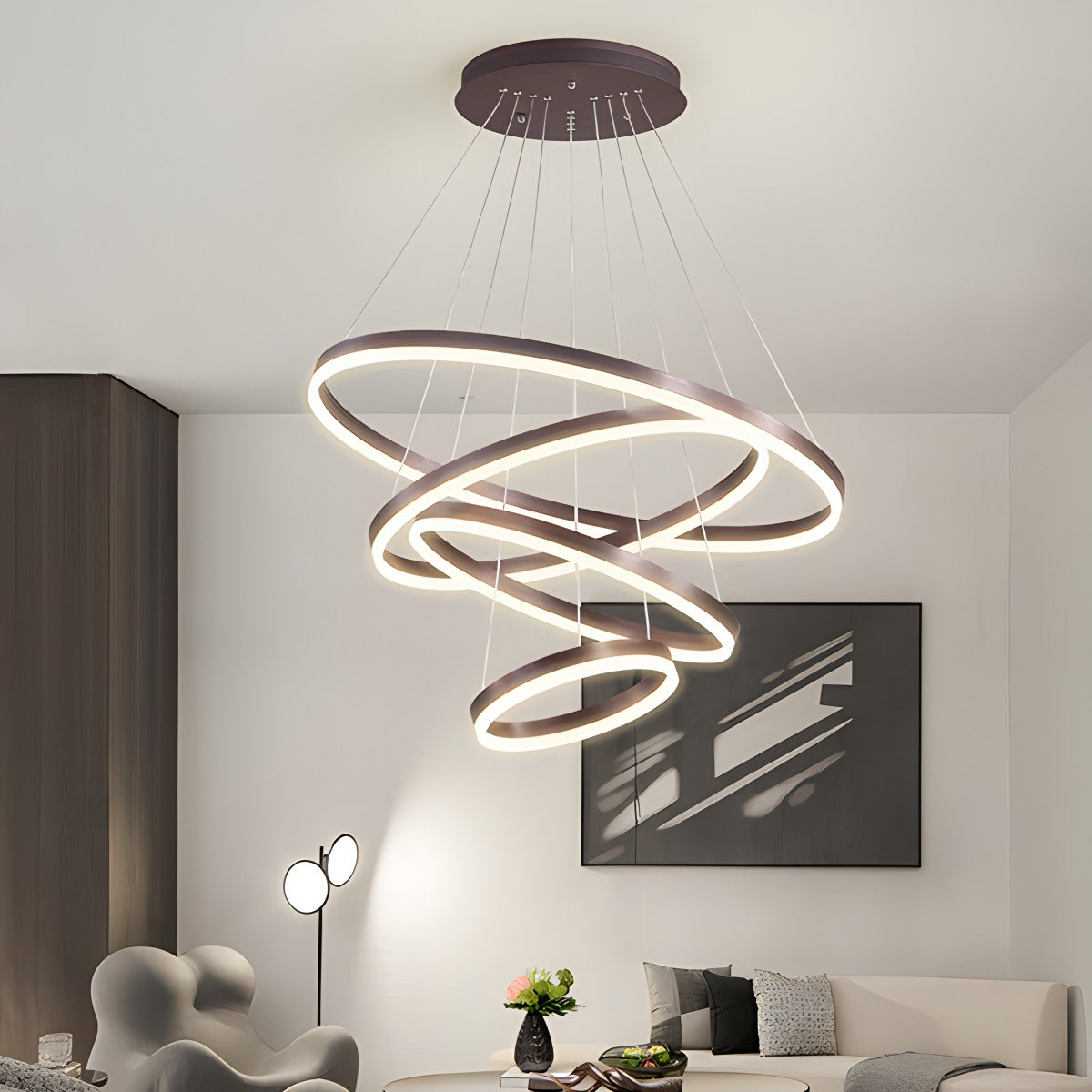 Tiered Ring Chandelier for High Ceilings