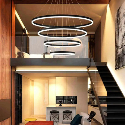 Tiered Ring Chandelier for High Ceilings