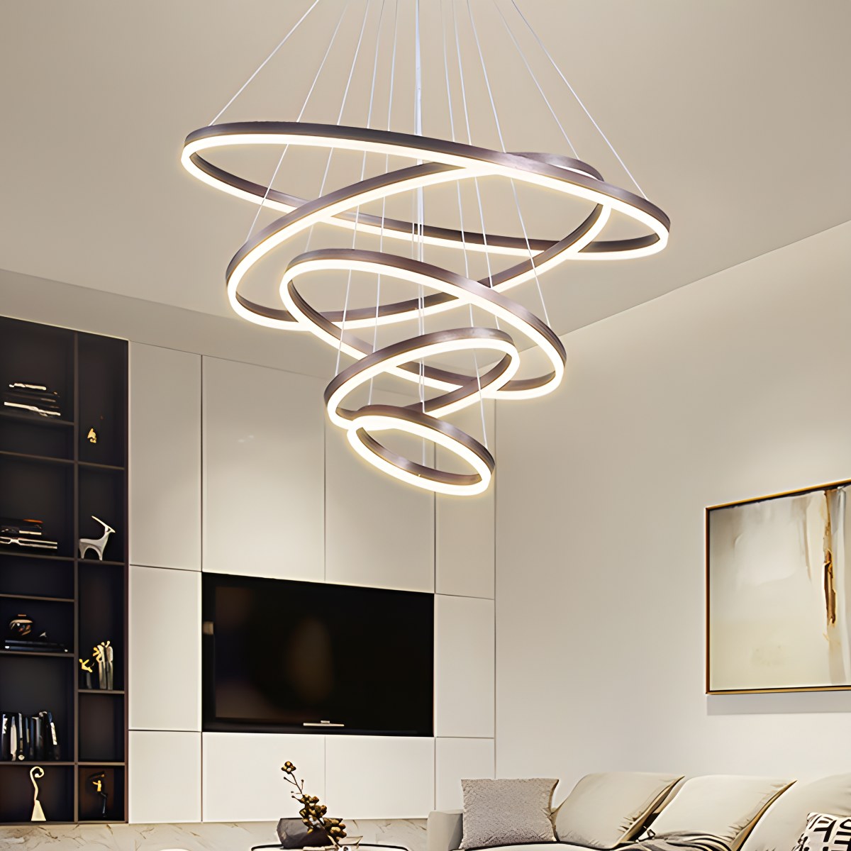 Tiered Ring Chandelier for High Ceilings