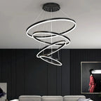 Grand Tiered Circle Chandelier - Modern Luxury Multi-Layer Ring Light for High Ceilings
