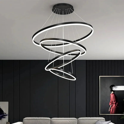 Tiered Ring Chandelier for High Ceilings