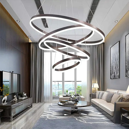 Tiered Ring Chandelier for High Ceilings
