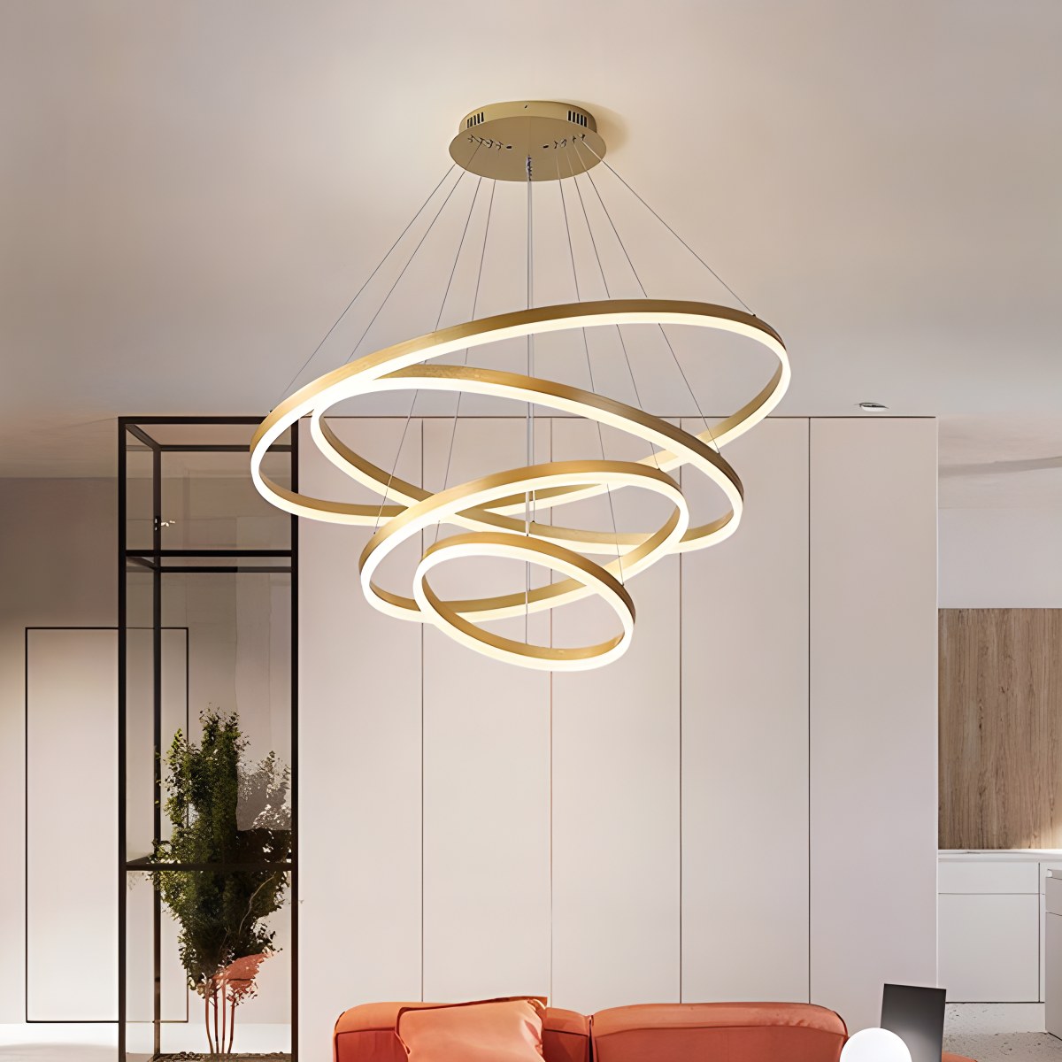 Tiered Ring Chandelier for High Ceilings