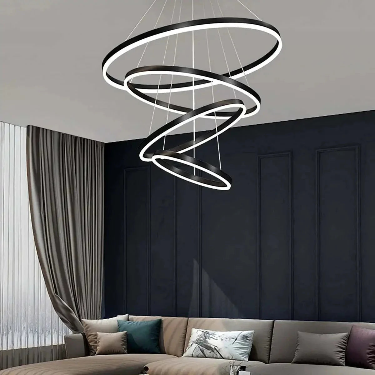 Tiered Ring Chandelier for High Ceilings