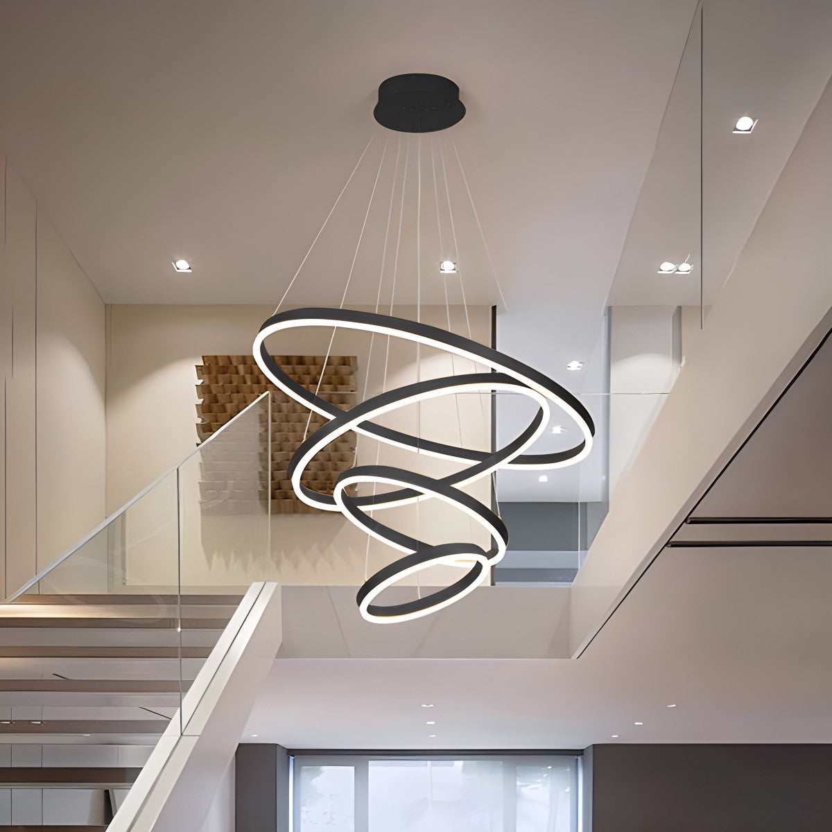 Grand Tiered Circle Chandelier - Modern Luxury Multi-Layer Ring Light for High Ceilings