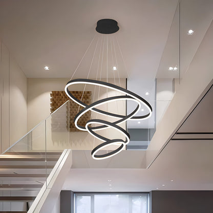 Tiered Ring Chandelier for High Ceilings