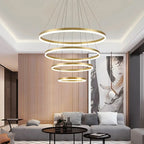 Grand Tiered Circle Chandelier - Modern Luxury Multi-Layer Ring Light for High Ceilings