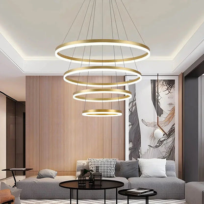 Tiered Ring Chandelier for High Ceilings