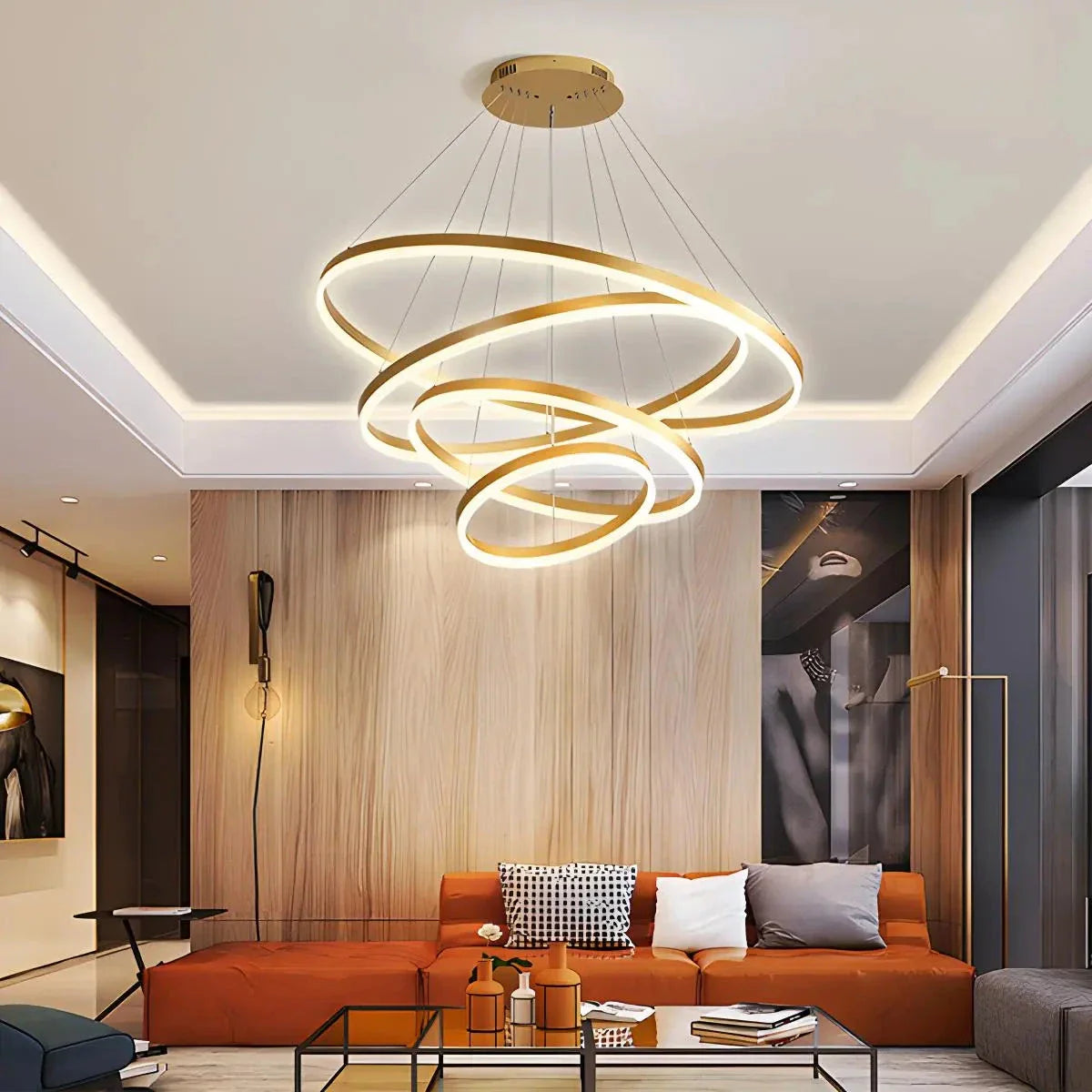 Tiered Ring Chandelier for High Ceilings
