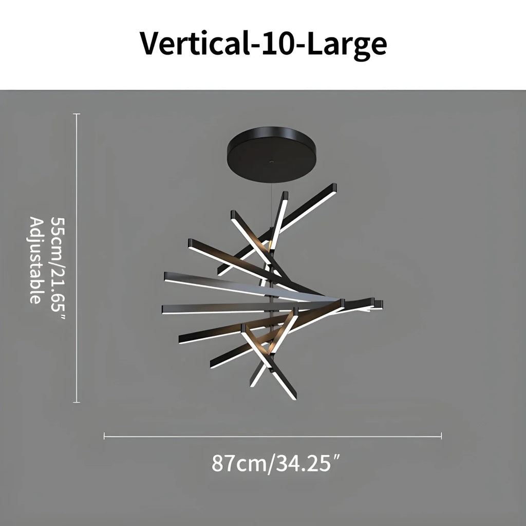 Modern Fishbone Linear Chandelier - Industrial Multi-Light Pendant for Dining Table & Island