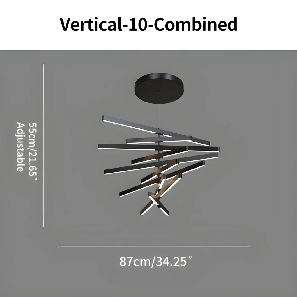 Modern Fishbone Linear Chandelier - Industrial Multi-Light Pendant for Dining Table & Island