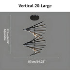 Modern Fishbone Linear Chandelier - Industrial Multi-Light Pendant for Dining Table & Island