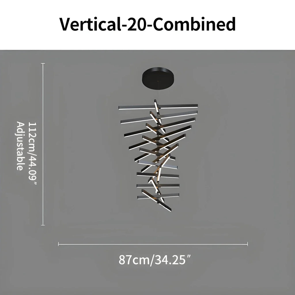 Modern Fishbone Linear Chandelier - Industrial Multi-Light Pendant for Dining Table & Island