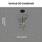 Modern Fishbone Linear Chandelier - Industrial Multi-Light Pendant for Dining Table & Island