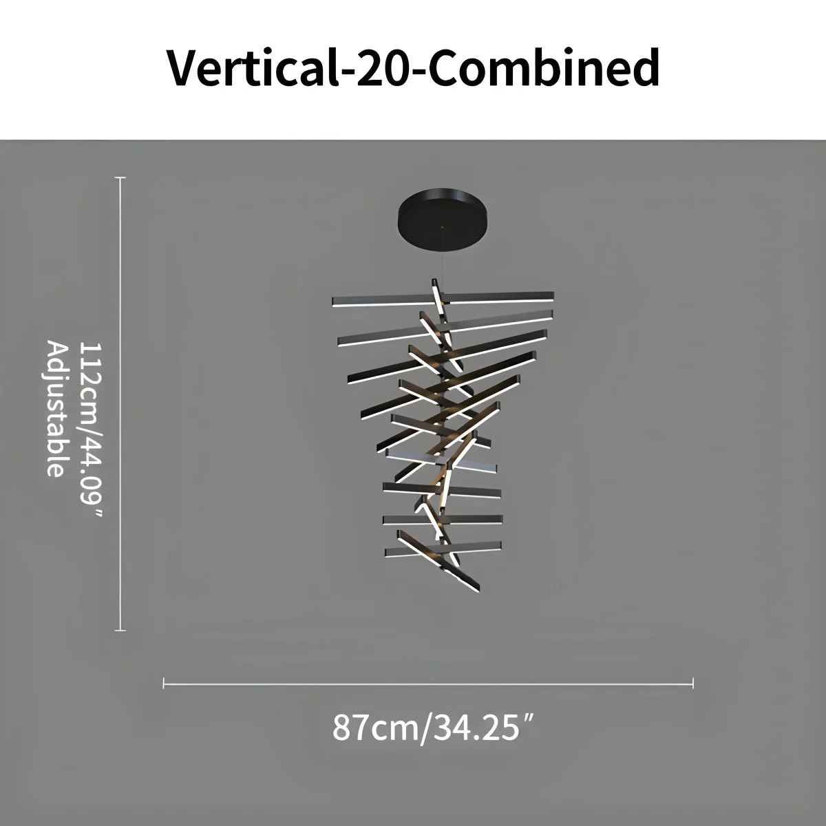 Modern Fishbone Linear Chandelier - Industrial Multi-Light Pendant for Dining Table & Island