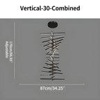 Modern Fishbone Linear Chandelier - Industrial Multi-Light Pendant for Dining Table & Island