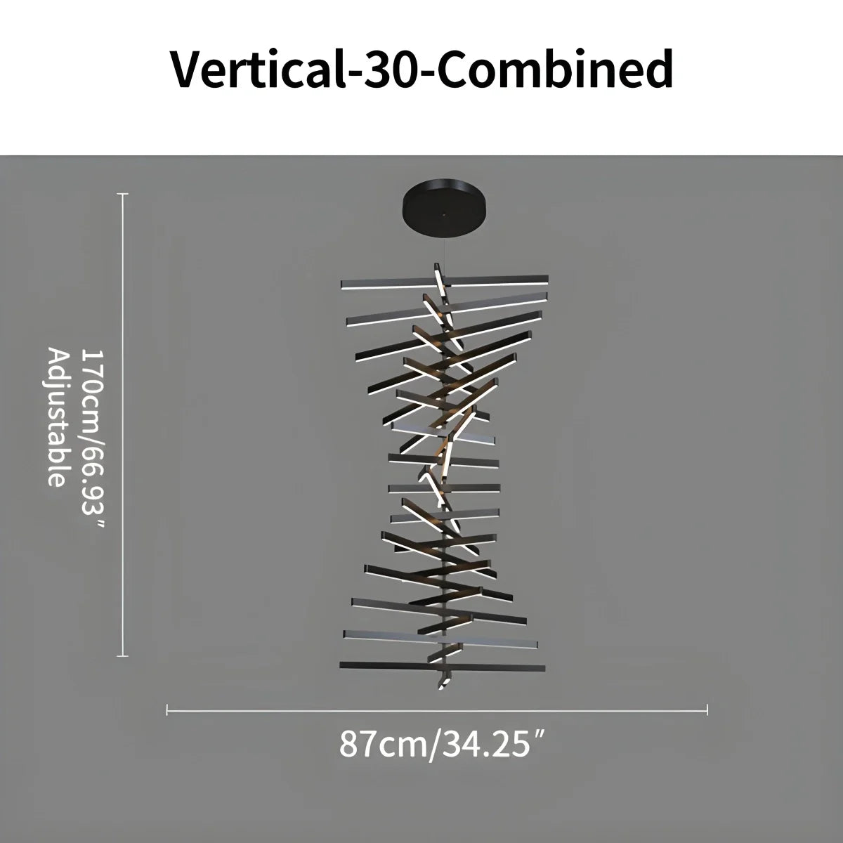 Modern Fishbone Linear Chandelier - Industrial Multi-Light Pendant for Dining Table & Island