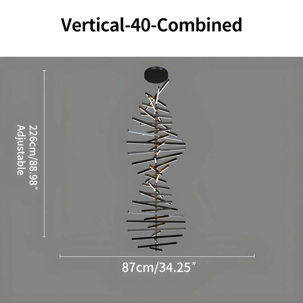 Modern Fishbone Linear Chandelier - Industrial Multi-Light Pendant for Dining Table & Island