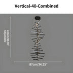 Modern Fishbone Linear Chandelier - Industrial Multi-Light Pendant for Dining Table & Island