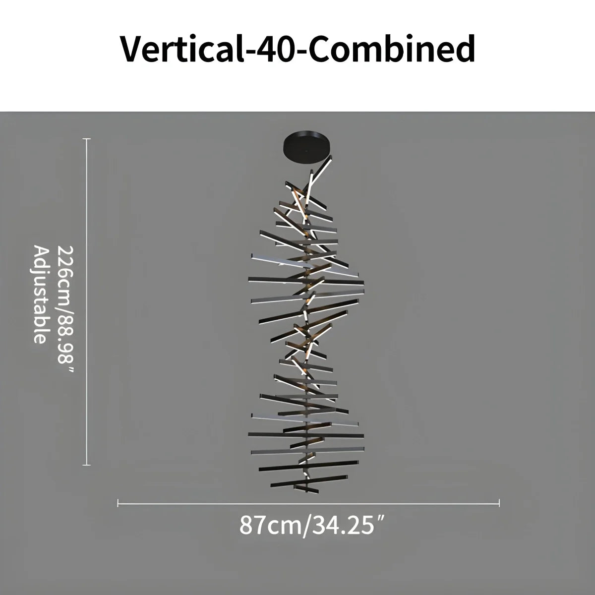 Modern Fishbone Linear Chandelier - Industrial Multi-Light Pendant for Dining Table & Island