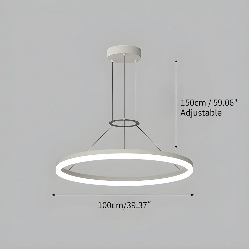 Modern Circular LED Pendant - Minimalist Halo Hanging Light for Living Room & Kitchen Island