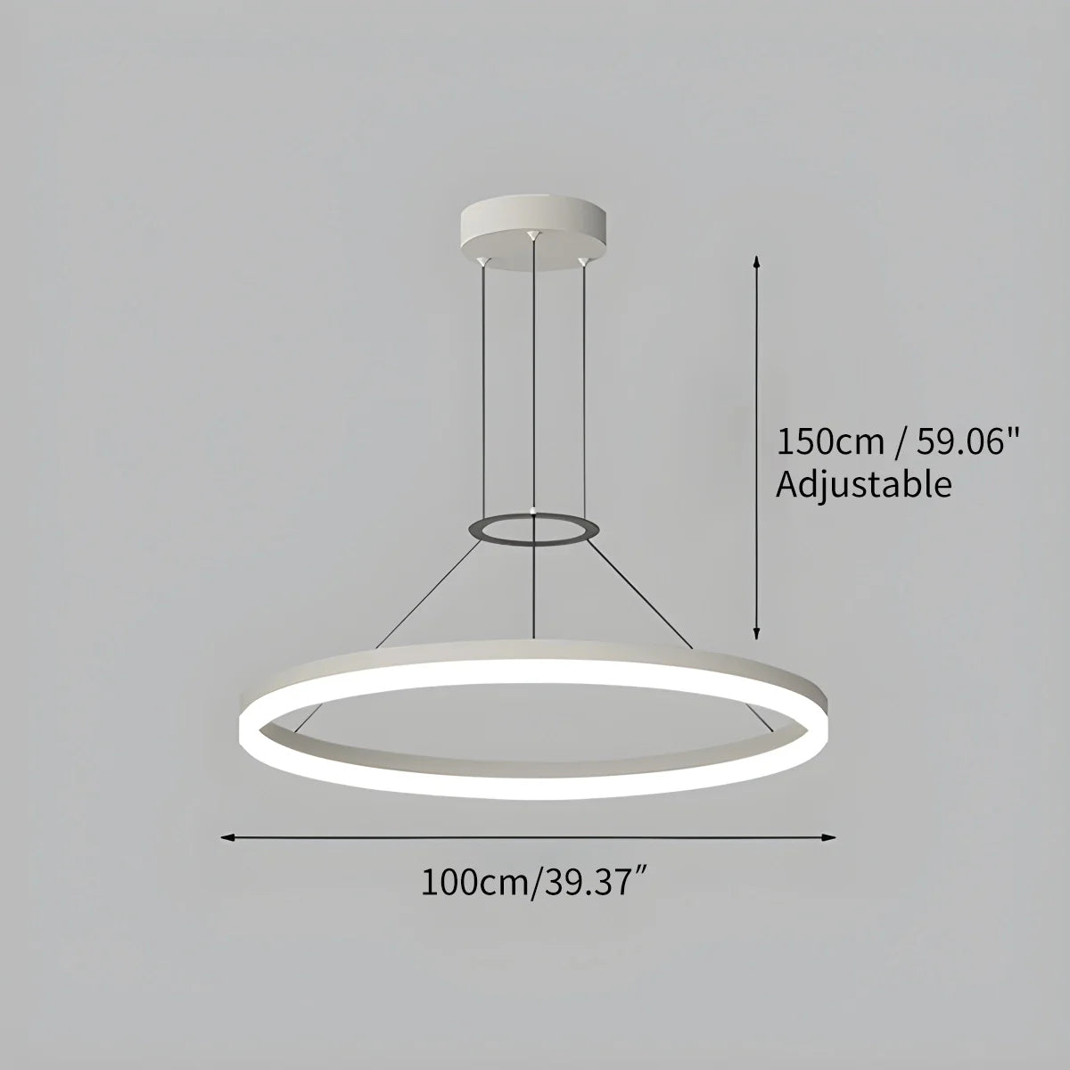 Modern Circular LED Pendant - Minimalist Halo Hanging Light for Living Room & Kitchen Island