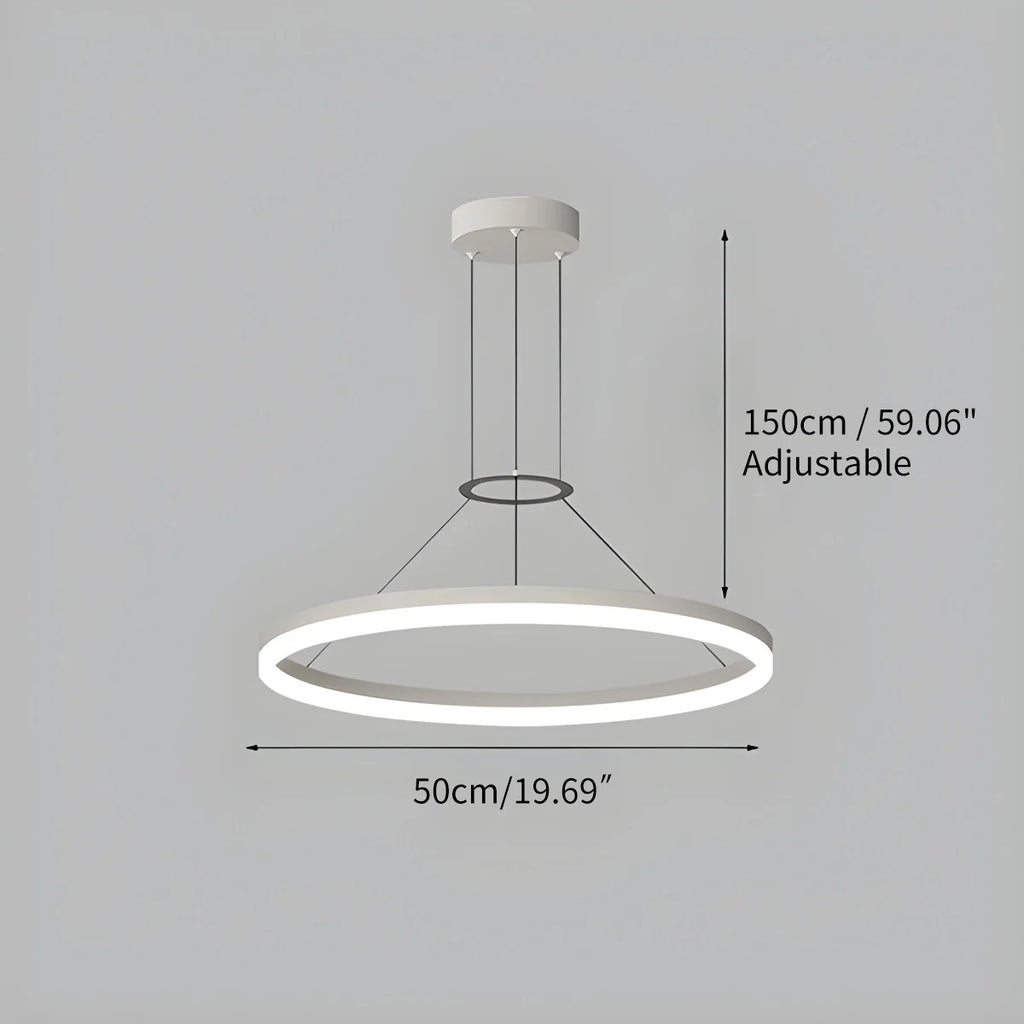 Modern Circular LED Pendant - Minimalist Halo Hanging Light for Living Room & Kitchen Island