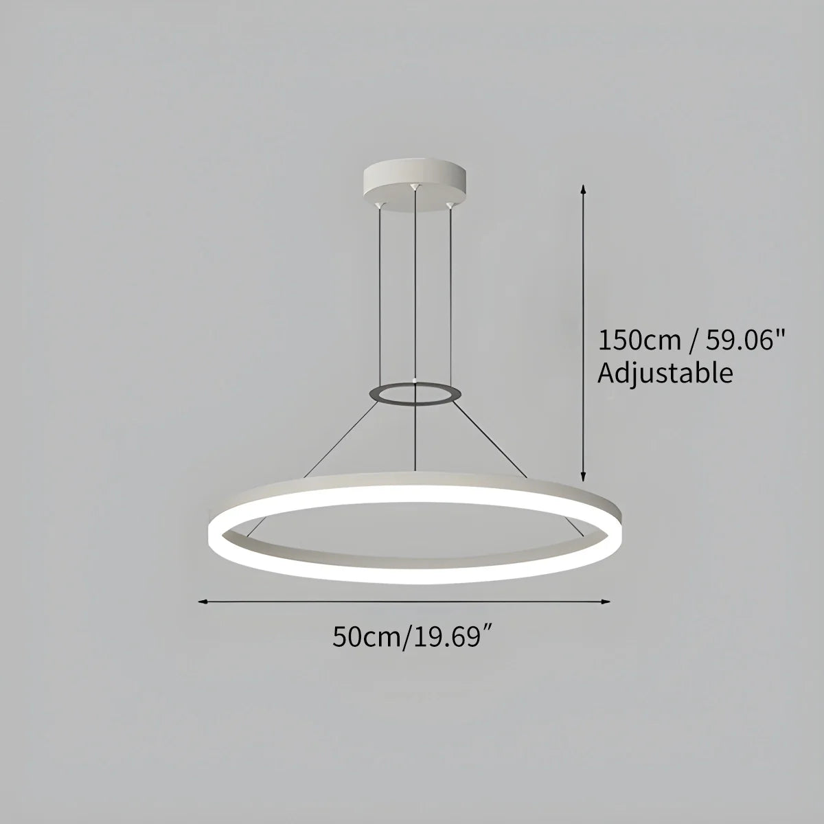 Modern Circular LED Pendant - Minimalist Halo Hanging Light for Living Room & Kitchen Island