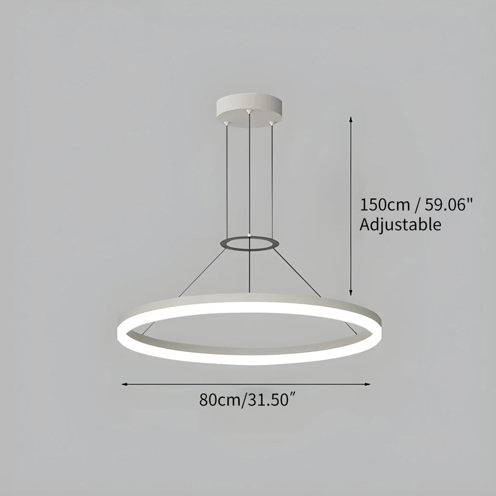 Modern Circular LED Pendant - Minimalist Halo Hanging Light for Living Room & Kitchen Island