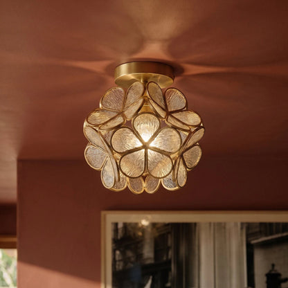 nuvlight Ashrat French Romantic Glass Petal Ceiling Light