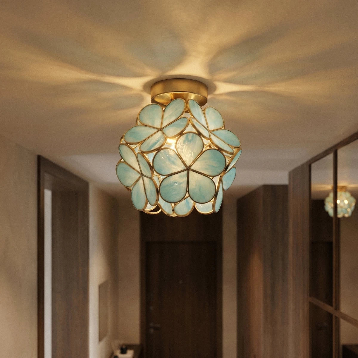 nuvlight Ashrat French Romantic Glass Petal Ceiling Light