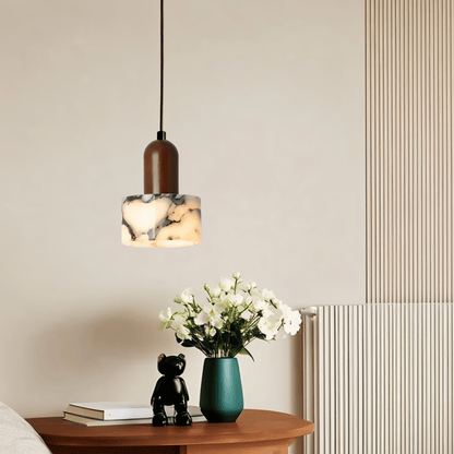 nuvlight Calma Modernist Solid Wood and Translucent Stone Pendant Light