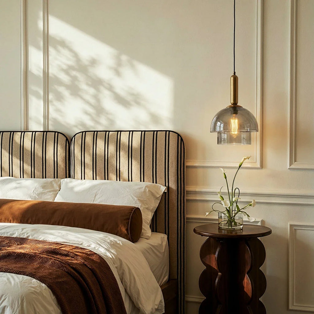 nuvlight Calxi Mid-Century Smoked Glass Dome Pendant Light