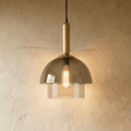nuvlight Calxi Mid-Century Smoked Glass Dome Pendant Light