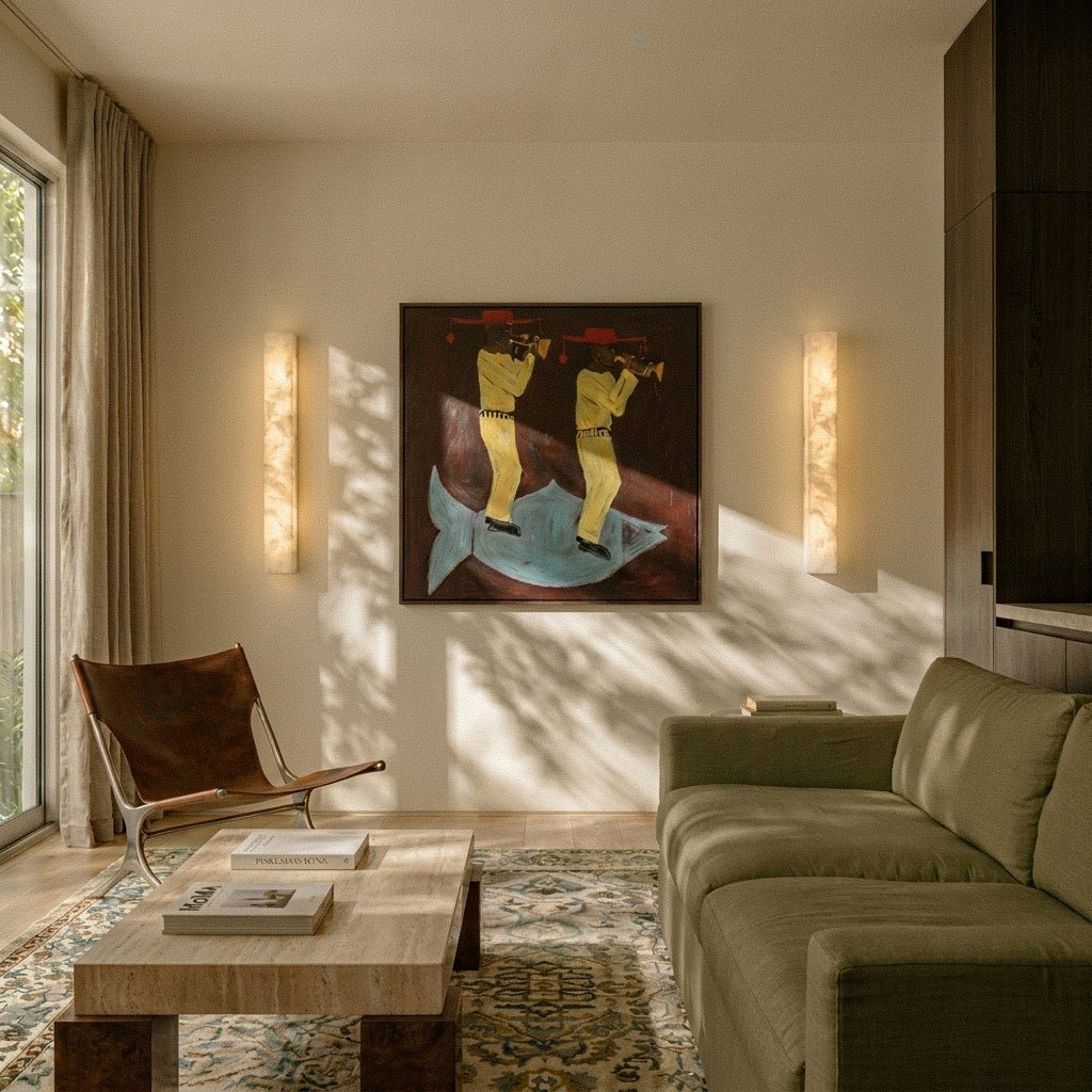 nuvlight Dara Mid-Century Architectural Alabaster Wall Sconce
