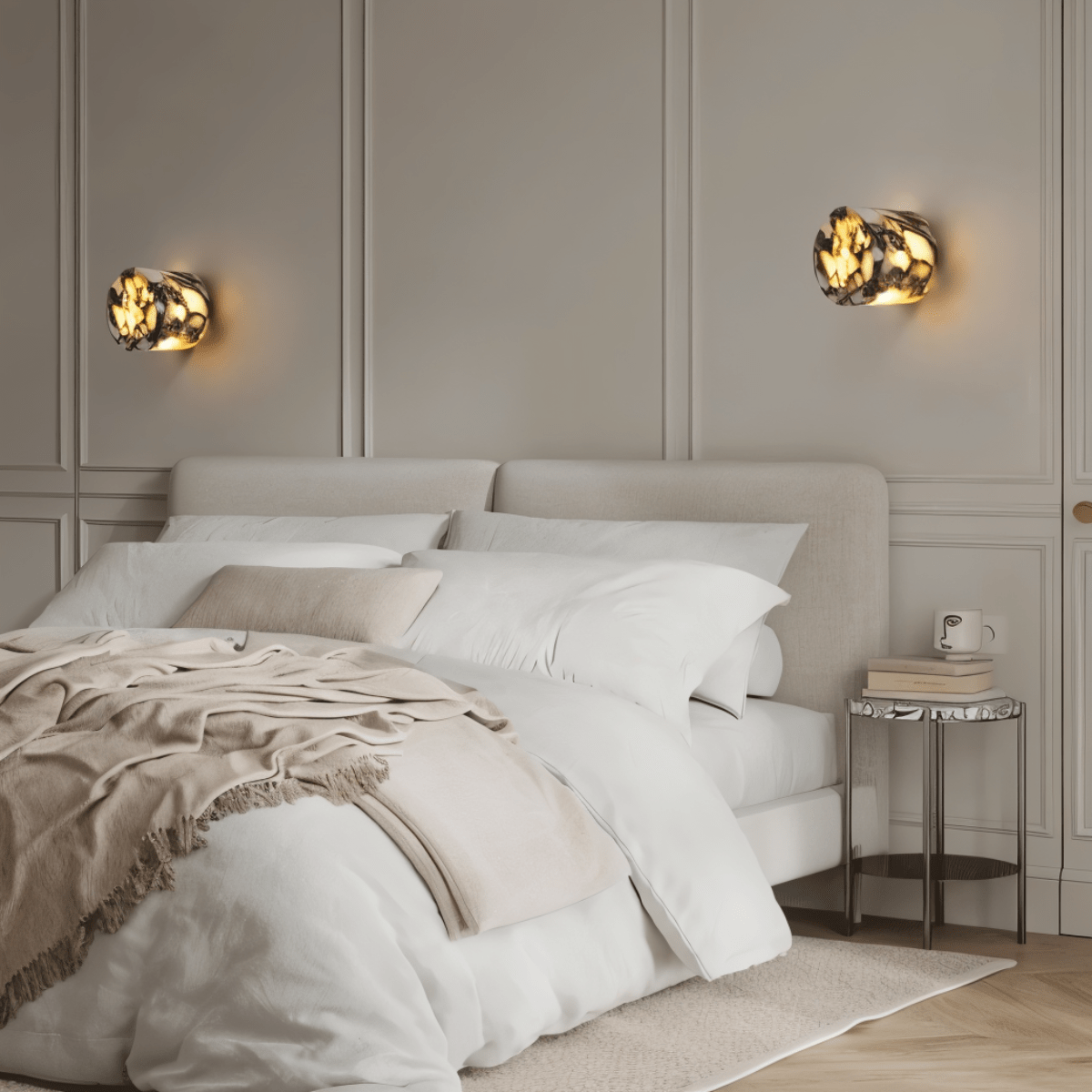 nuvlight Elba Modernist Translucent Stone Rounded Wall Sconce