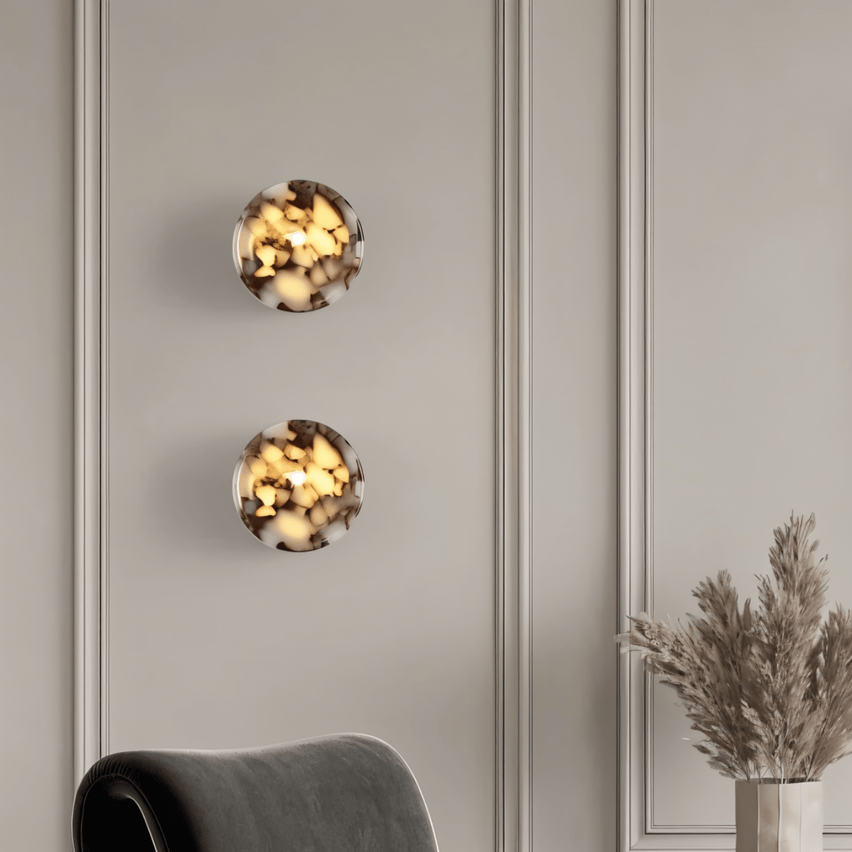 nuvlight Elba Modernist Translucent Stone Rounded Wall Sconce
