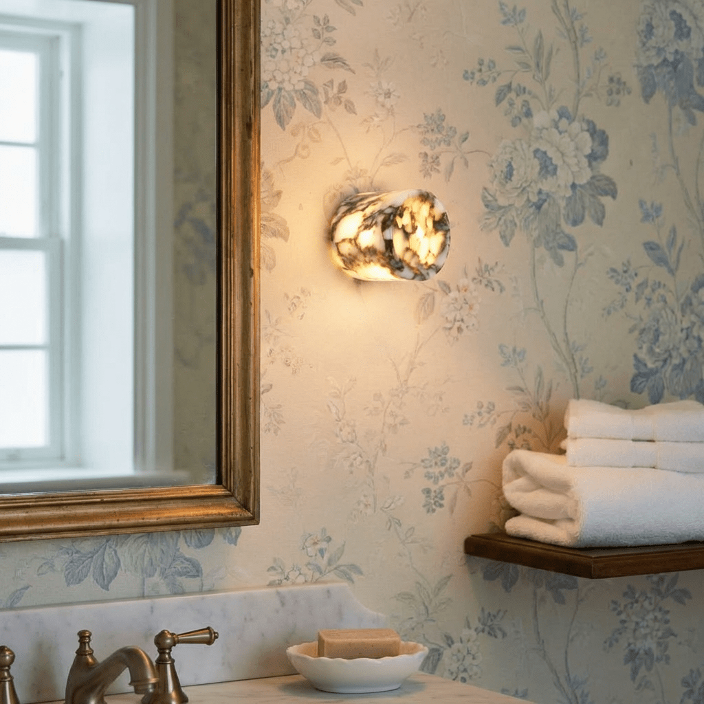 nuvlight Elba Modernist Translucent Stone Rounded Wall Sconce