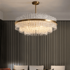 nuvlight Fylux Modernist Tiered Sculptural Glass Chandelier