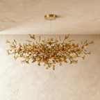 nuvlight Hanita Modernist Hand-Cast Copper Ginkgo Leaf Chandelier