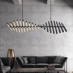 Modern Fishbone Linear Chandelier - Industrial Multi-Light Pendant for Dining Table & Island