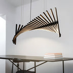 Modern Fishbone Linear Chandelier - Industrial Multi-Light Pendant for Dining Table & Island