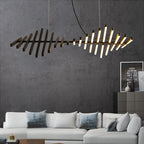 Modern Fishbone Linear Chandelier - Industrial Multi-Light Pendant for Dining Table & Island