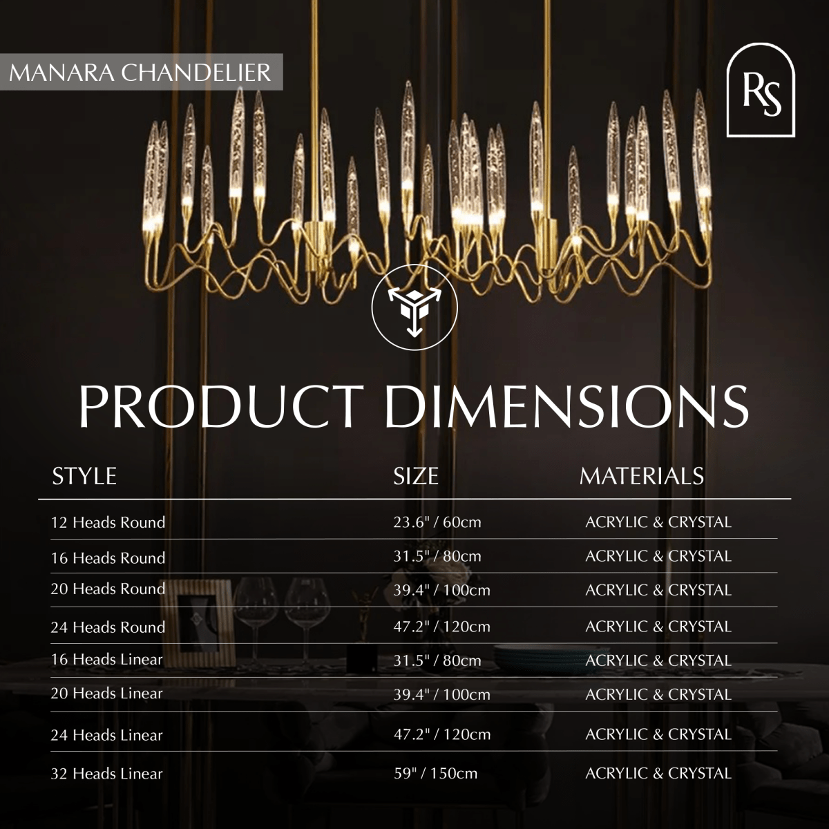 nuvlight Manara Modern Luxury Statement Chandelier