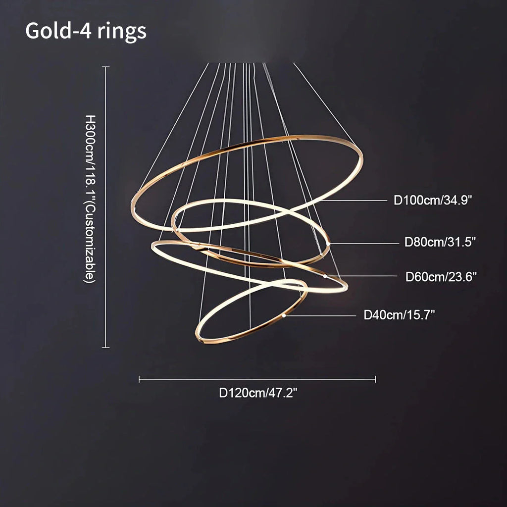 Grand Tiered Ring Chandelier - Modern Luxury Multi-Tier Lighting for Foyer & High Ceiling