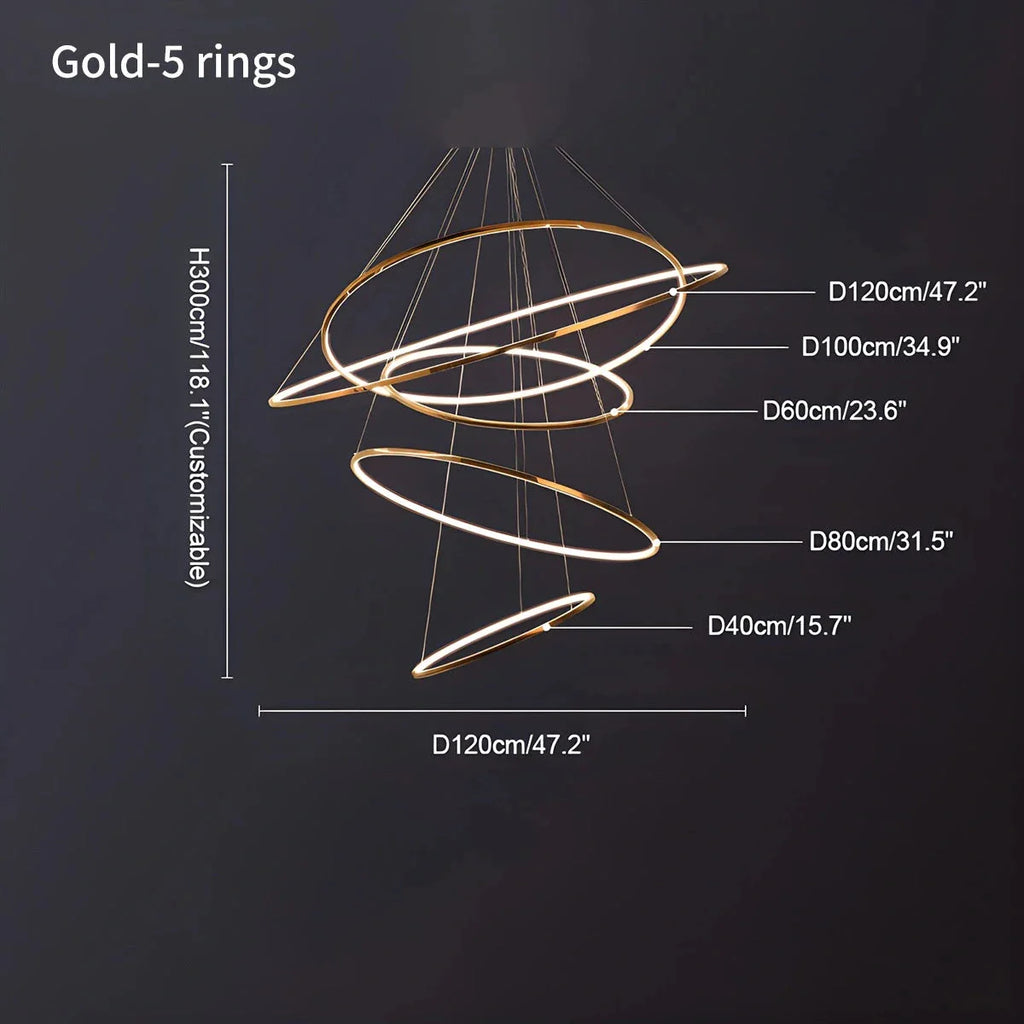 Grand Tiered Ring Chandelier - Modern Luxury Multi-Tier Lighting for Foyer & High Ceiling