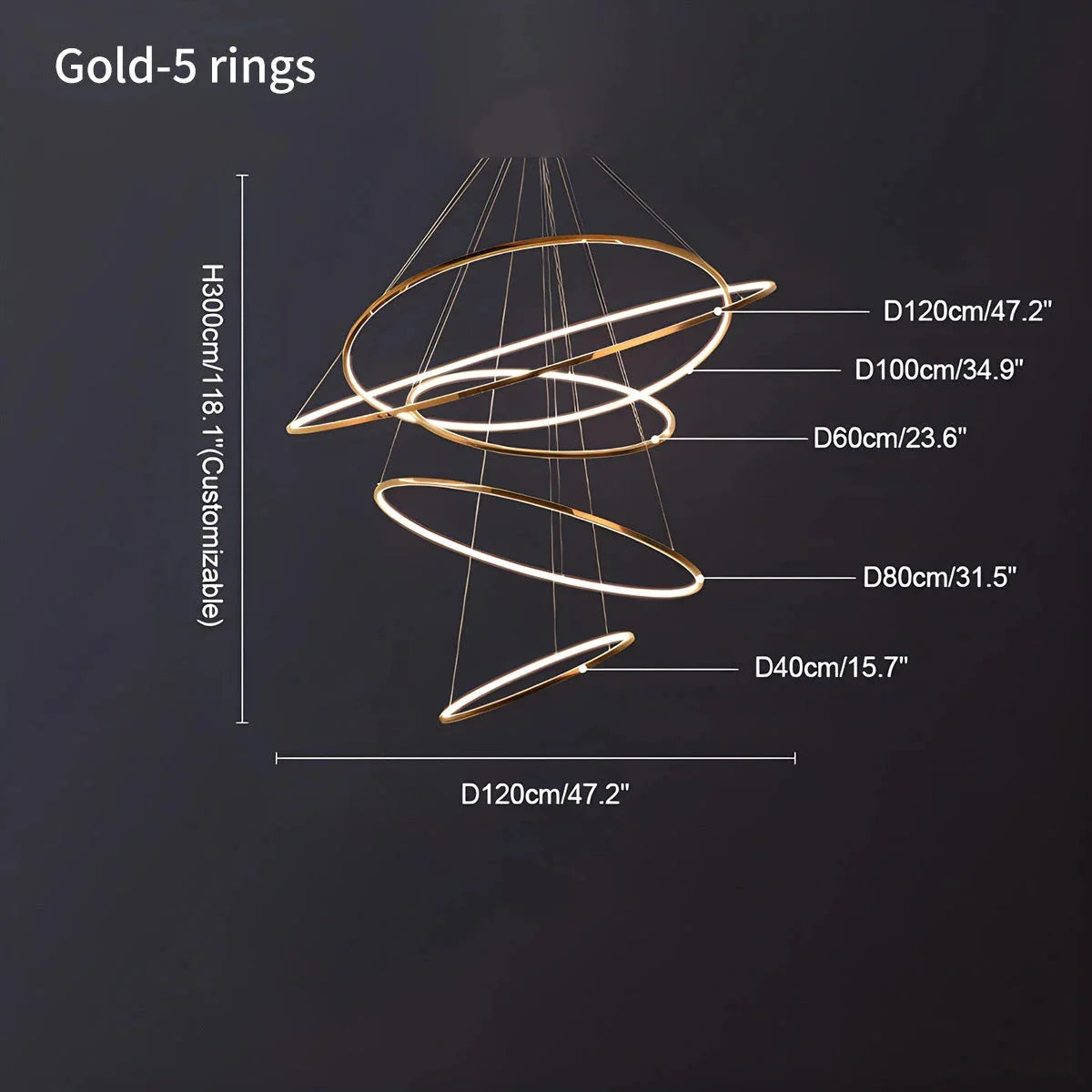 Grand Tiered Ring Chandelier - Modern Luxury Multi-Tier Lighting for Foyer & High Ceiling