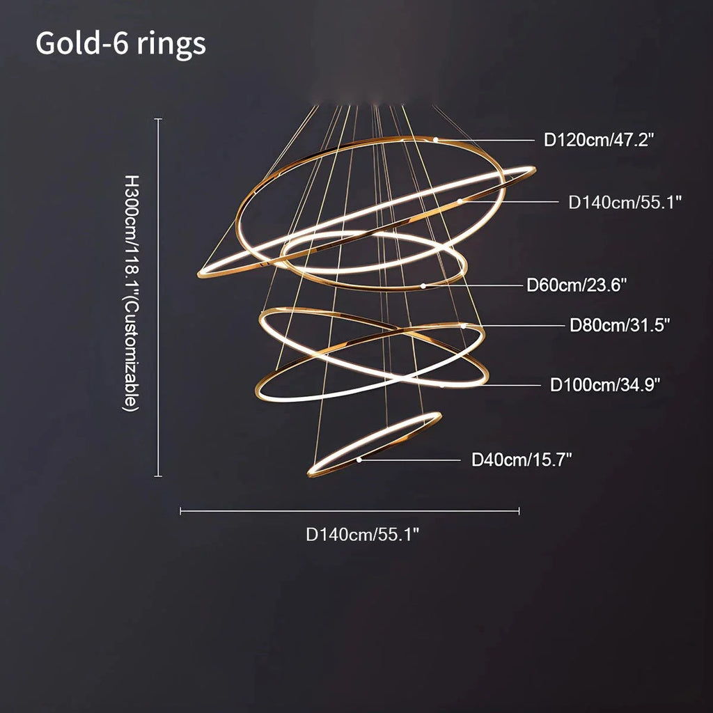 Grand Tiered Ring Chandelier - Modern Luxury Multi-Tier Lighting for Foyer & High Ceiling